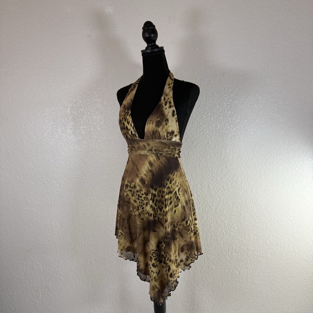 Urban Outfitters Jessa Mesh Halter Mini Dress Size Xs Fairy Y2K Asymmetrical